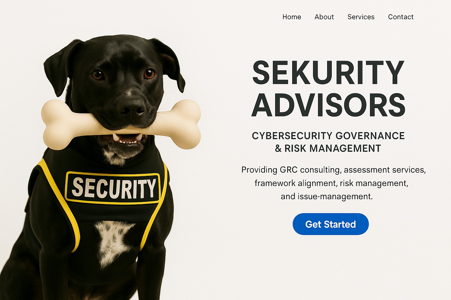Dog in security vest, Sekurity Advisors mascot